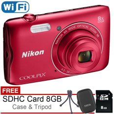 Nikon Coolpix A300 Wifi 20MP - Free SDHC 8GB + Case + Mini Tripod