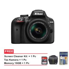 Nikon D3400 - 24.2MP - Lensa Kit 18-55mm VR - Hitam + Tas Kamera + Memory SDHC 16GB + Cleaning Kit