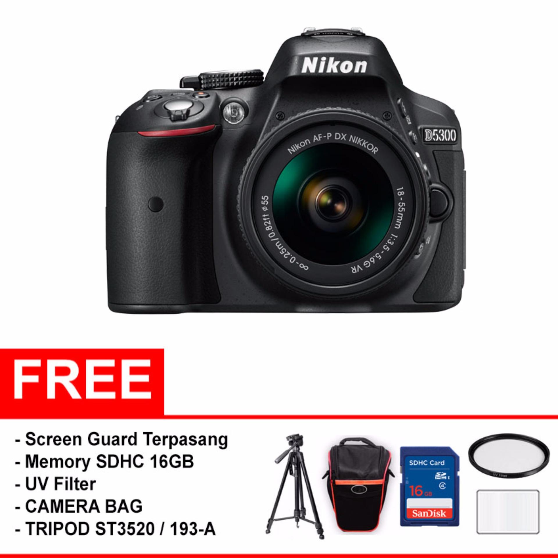 NIKON D5300 + AF-P DX NIKKOR 18-55mm f/3.5-5.6G VR (Paket Super Lengkap) - Hitam