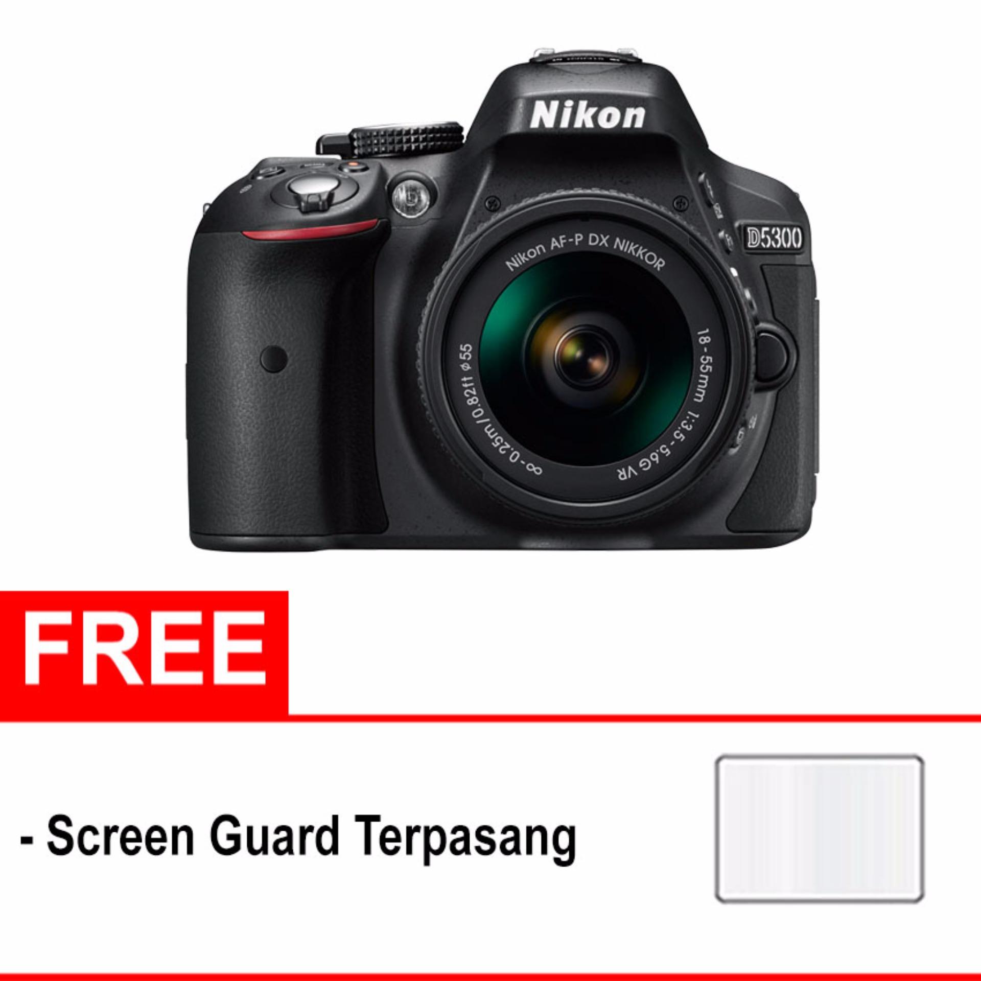 NIKON D5300 + AF-P DX NIKKOR 18-55mm f/3.5-5.6G VR Kit Lens WiFi - (Free Screenguard Terpasang) 