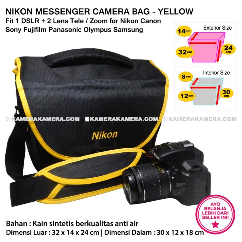 NIKON MESSENGER CAMERA BAG - YELLOW Fit 1 DSLR + 2 Lens Tele / Zoom for Nikon Canon Sony Fujifilm Panasonic Olympus Samsung