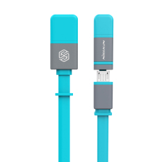 NILLKIN 1.2 M 5 V 2.1A 2 In 1 Micro USB And 8pin Cepat Charger Data Kabel untuk IPhone SE 5 S 6 S Plus IPad IOS 8 IOS 9/HUAWEI/Xiaomi/Samsung (Biru)