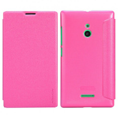 Nillkin ORIGINAL Sparkle Nokia XL - Pink/Merah Muda Leathercase Bookcase Flipcase Flipcover Casing Kulit Casing HP Casing Handphone