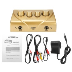 NKR Karaoke Suara Mixer Echo Dual MIC Input dengan Kabel untuk Stage Home KTV 12 V Emas-Intl