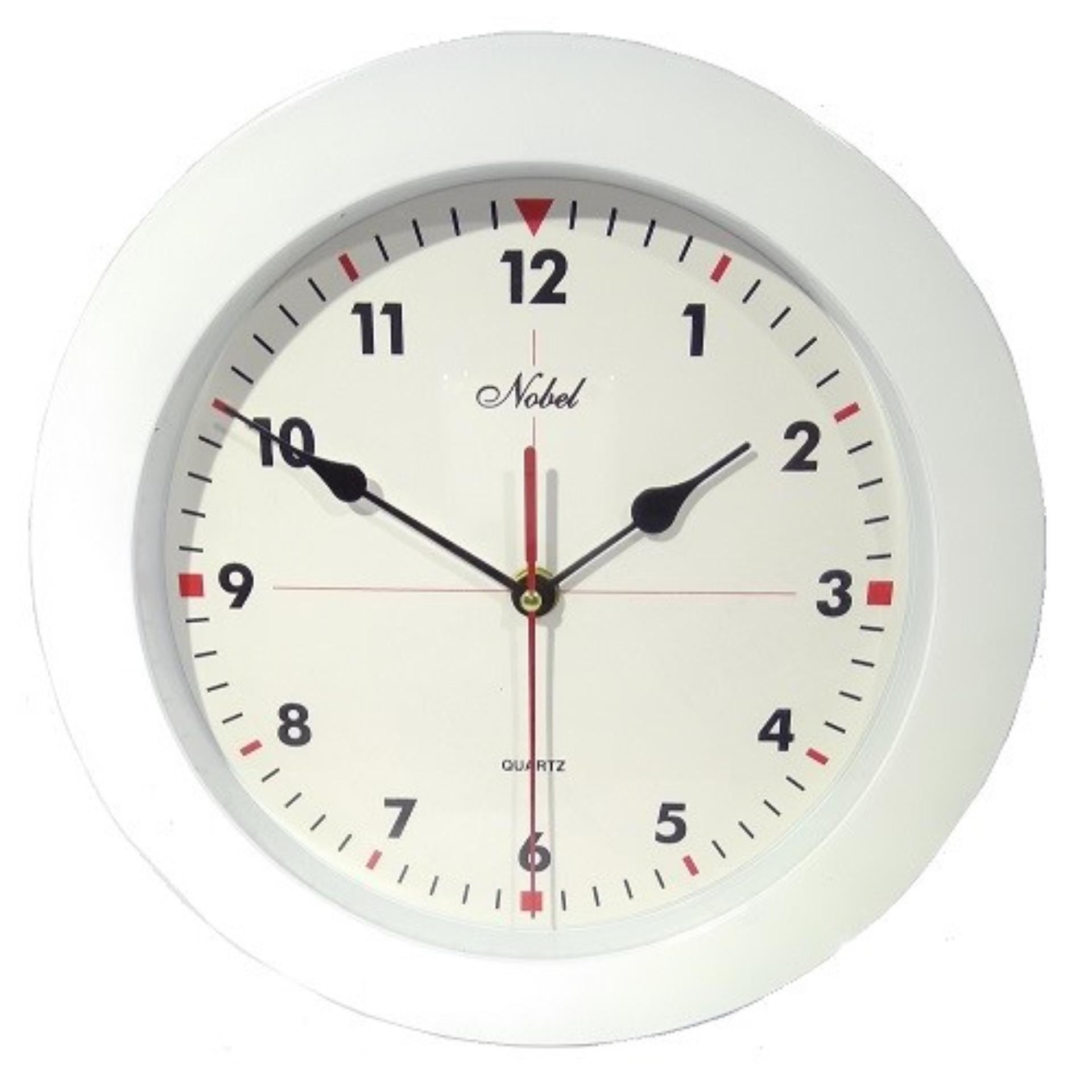 Nobel Jam Dinding Frame Putih - Diameter 26 Cm