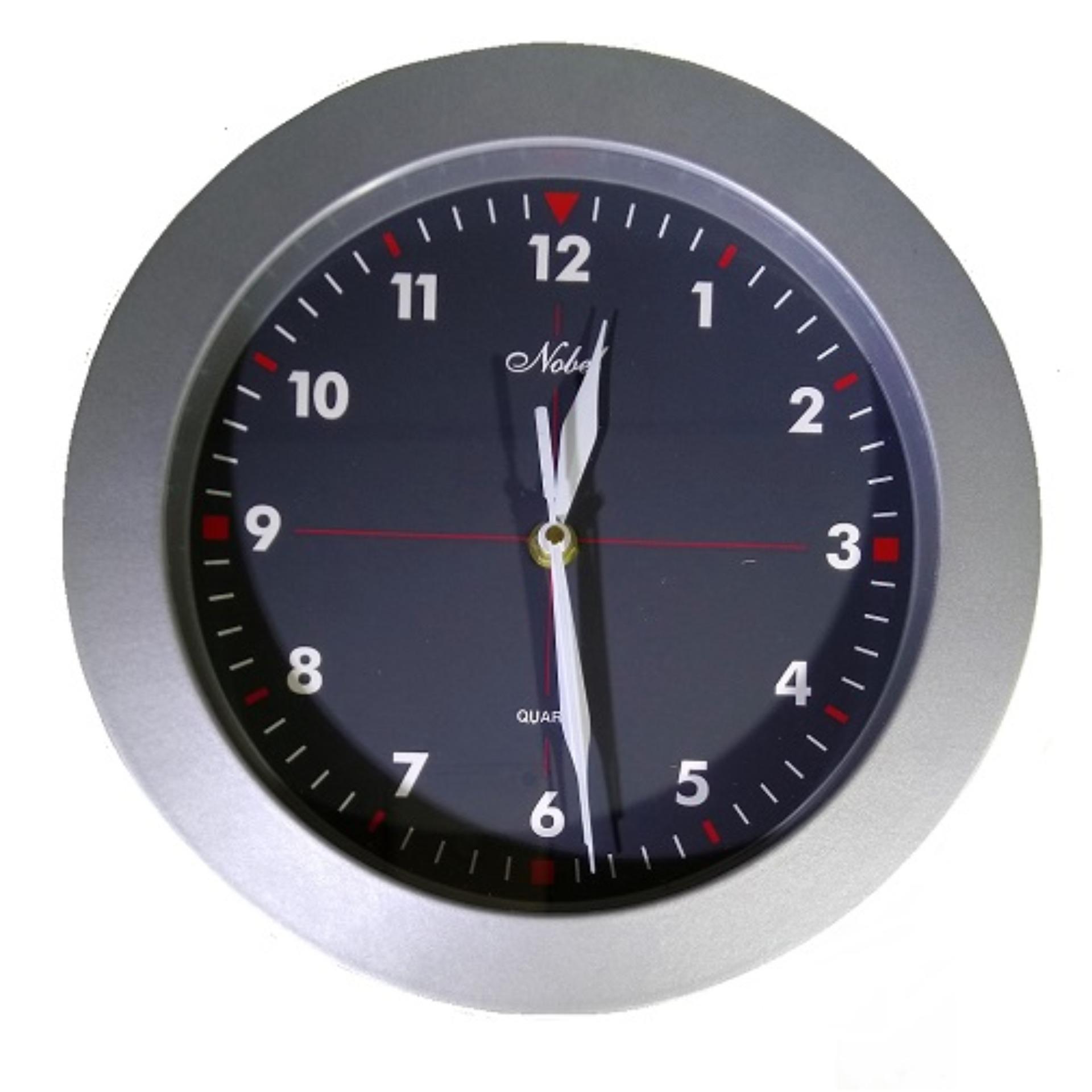 Nobel Jam Dinding Frame Silver - Diameter 26 Cm
