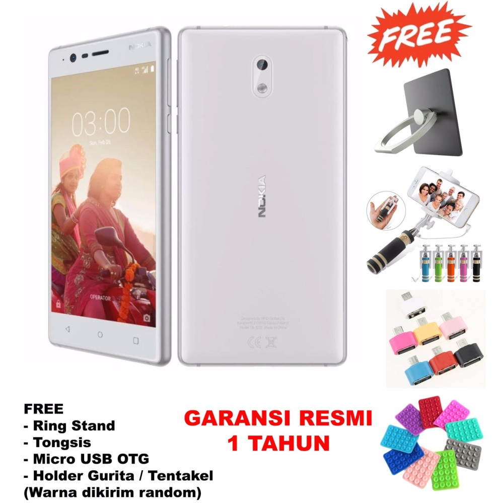 Nokia 3 Android - 2/16 GB - Dual SIM - 4G LTE - Garansi Resmi -  (Free 4 Item Accessories)