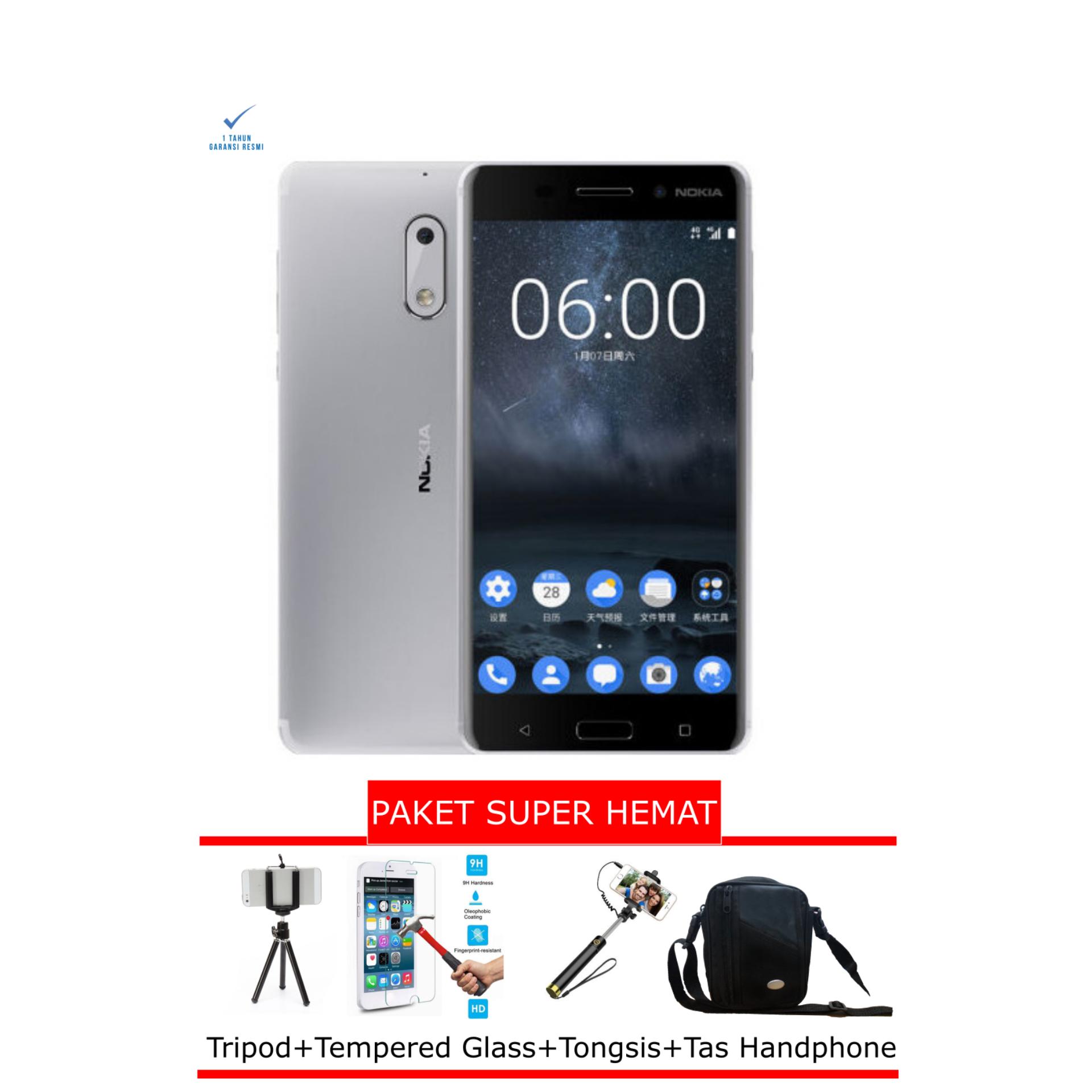  Nokia 6 Smartphone - Matte Black [32GB/3GB] Garansi Resmi + Paket Super Hemat