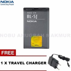 Nokia Baterai BL- 5J For Nokia C3 Lumia 520 521 5230 Nuron 5800 N900 Original Baterai + Free Trevel Charger Nokia-Black