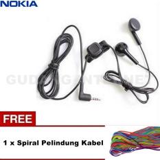 Nokia Headset / Handsfree Wh-101 Stereo Original Nokia Av 3.5mm - Hitam + Free Spiral Pelindung Kabel Warna Random