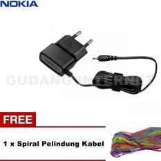 Nokia Travel Charger Jack Kecil OEM - Hitam + Free Spiral Pelindung Kabel Warna Random
