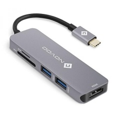 Novoo Usb C Hub 5 Dalam 1 Aluminium dengan HDMI 4 K Adaptor, 2 USB 3.0 Port, 1 Port Memori SD, 1 Pembaca Kartu MicroSD untuk MacBook Pro 2017/2016, HW Matebook, google Chromebook Piksel, Samsung S8 dan Lainnya-Internasional