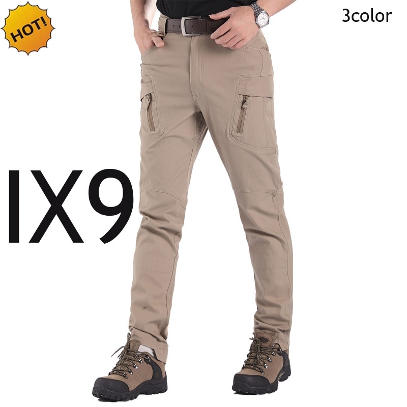 NSW Executive Slim Fit City Taktis Kargo Celana Pria Zipper Pocket Training Military Combat Waterproof Agen Celana Celana Khaki- INTL