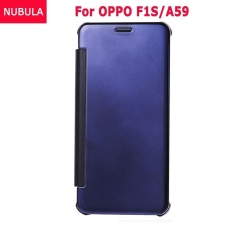 Nebula Baru Modis 360 Gelar Cermin Mewah Kulit Kerang Keras Cangkang Lipat Dompet Case untuk OPPO F1S/OPPO A59/ a59S, lembut Kulit Lipat Dompet Pintar Tampilan Cermin Bening Tampilan Penuh Sarung Case KOTU5I (Warna: Hitam)-Internasional