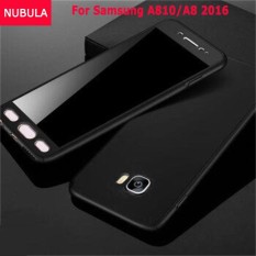 Nubula Telepon Case untuk Samsung Galaksi A810/A8 2016 360 Derajat Nyata Penuh Badan Ultra Tipis Keras Ramping buah Pelindung Case Penutup dengan Kaca Melunakkan-Internasional
