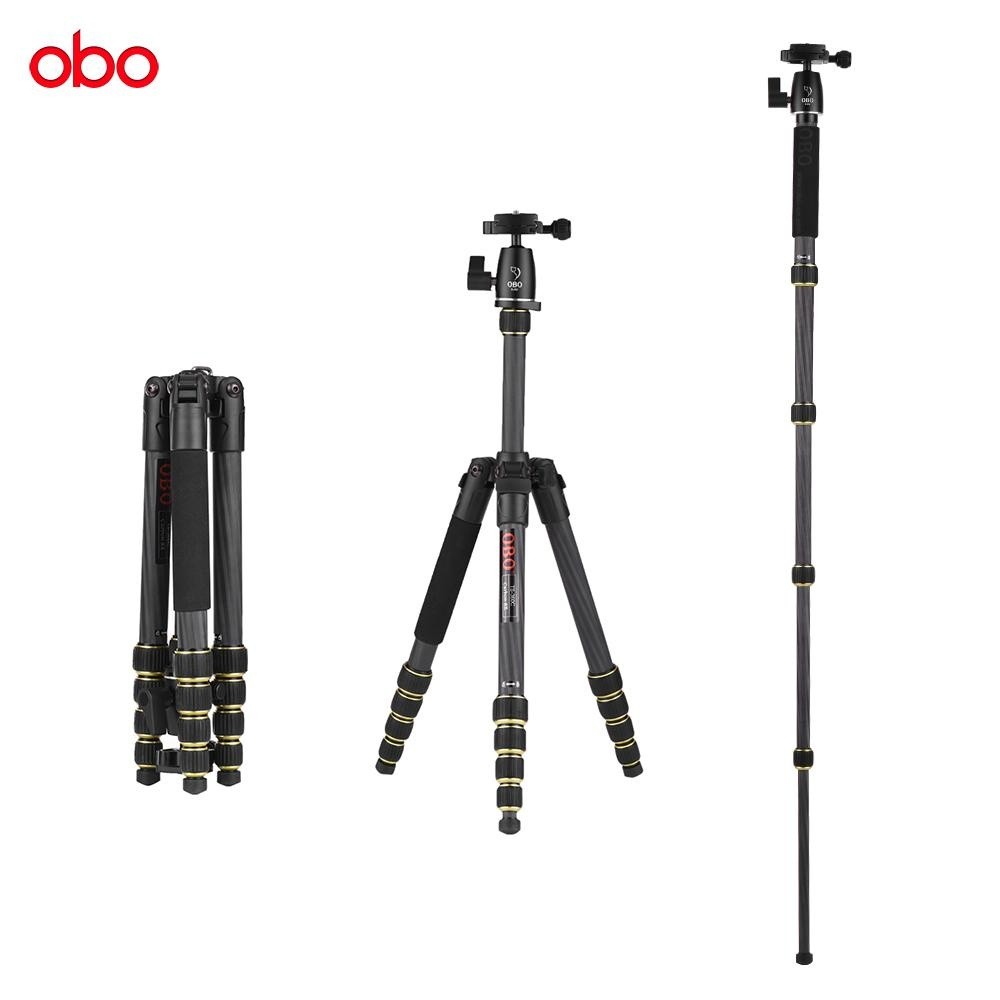 OBO TS360C Foldable Portable Carbon Fiber Camera Tripod Travel Tripod Monopod with B262 Panoramic Ball Head 5 Sections Max Working Height 150cm for Canon Nikon Sony DSLR ILDC Cameras Max Load 10kg - intl