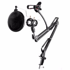 Oem Bracket Stand Mic Condenser Microphone Mikrophone & Phone Stand Holder Adjustable For Recording Hitam