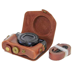 OEM Kamera For Canon G7X II Kelas Tinggi PU Kulit Penutup Yang Dapat Dilepas Dasar Lengkap With Tali Bahu Warna Kopi