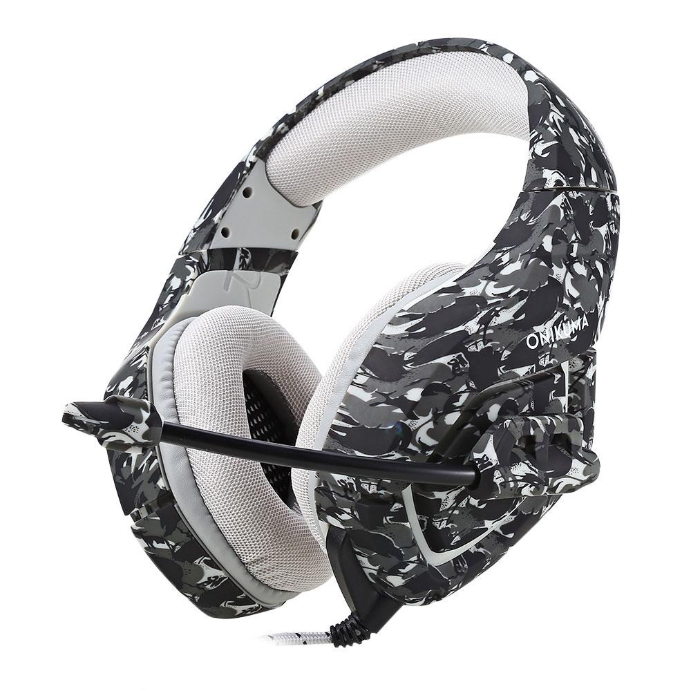 ONIKUMA K1 Stereo Gaming Headset 2.2 M Kabel Penampilan Kamuflase Bass Over-ear Headphone dengan MIC untuk Komputer Game -Intl