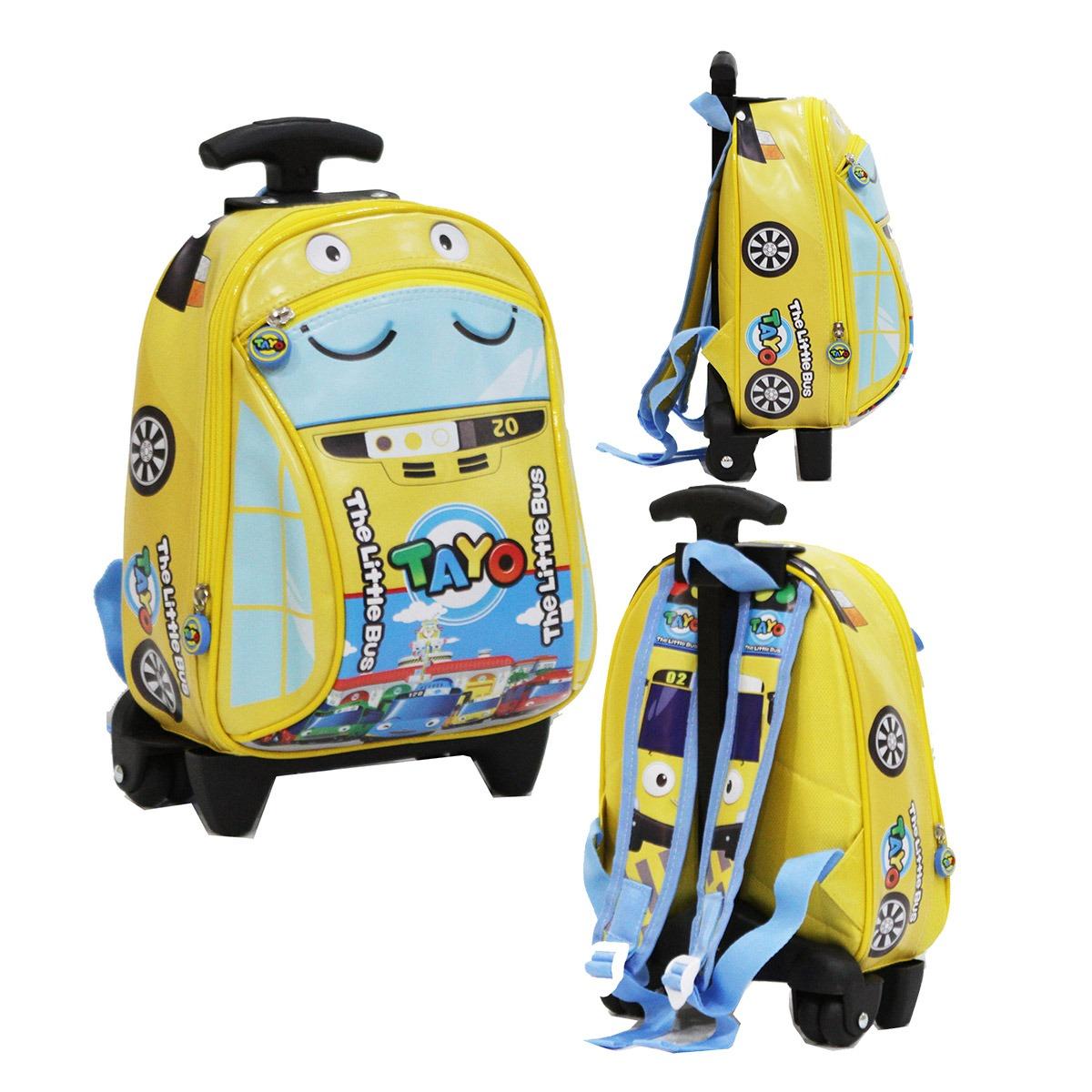 Onlan Tas Trolley Anak Sekolah PAUT Motif Karakter Anak The Little Bus Tayo Bahan Kain Sponge Tahan Air