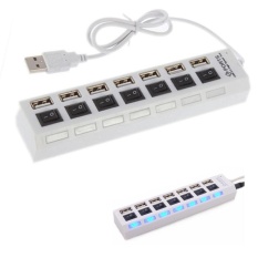 ON/OFF Sharing Switch Mini 7 Port USB 2.0 Kecepatan Tinggi HUB Hitam untuk Laptop untuk PC Desain Ergonomis (putih) -Intl