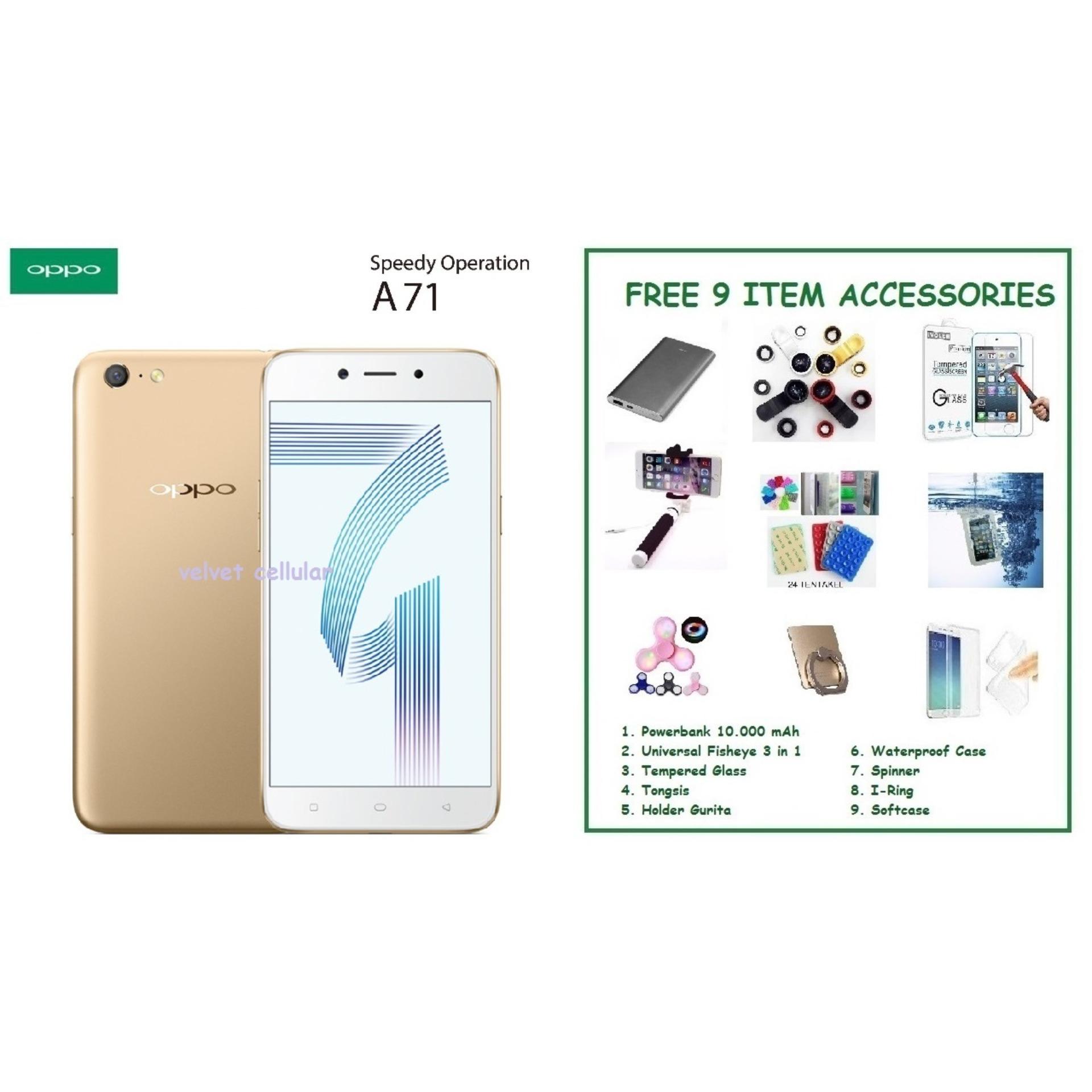OPPO A71 [2/16GB] + FREE 9 ITEM ACCESSORIES