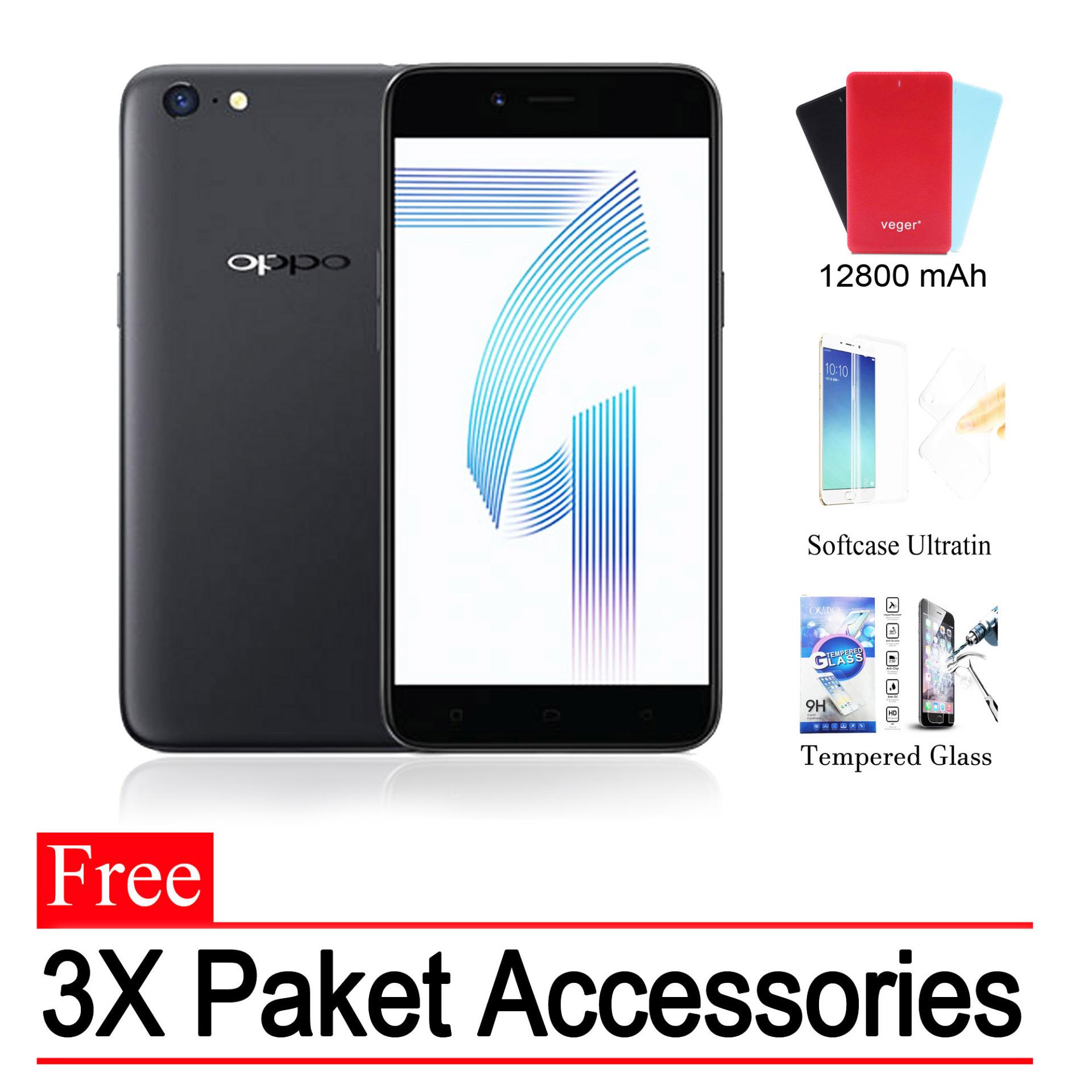 Oppo A71 Ram 2GB/16GB (Free 3x Paket Accessories) Black Smartphone