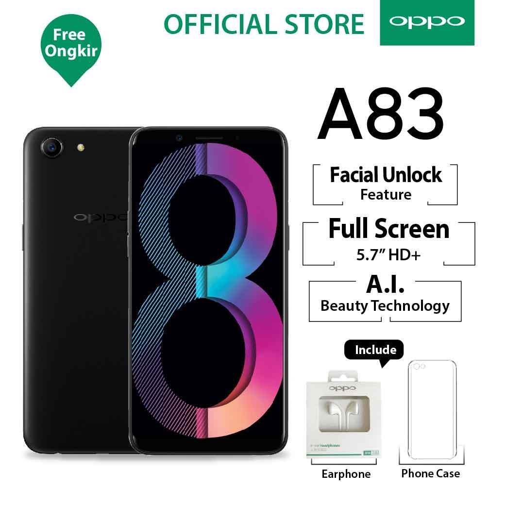 Oppo A83 3/32GB Black – Smartphone Face Unlock (Garansi Resmi Oppo Indonesia, Gratis Ongkir)