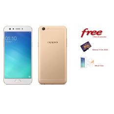 OPPO F3 - 64GB, RAM 4GB, Dual Front Camera 16MP+8MP - Gold + Free Memory V-Gen 32GB, Silicon Case