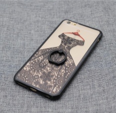 OPPO F3 Plus Renda Case, benar Warna Hitam Renda Pola Dicetak Pada Bening Transparan Hibrida Cover Hard + Lembut Slim Tipis Tahan Lama Pelindung Shockproof TPU penutup Bumper (Hitam Dress)