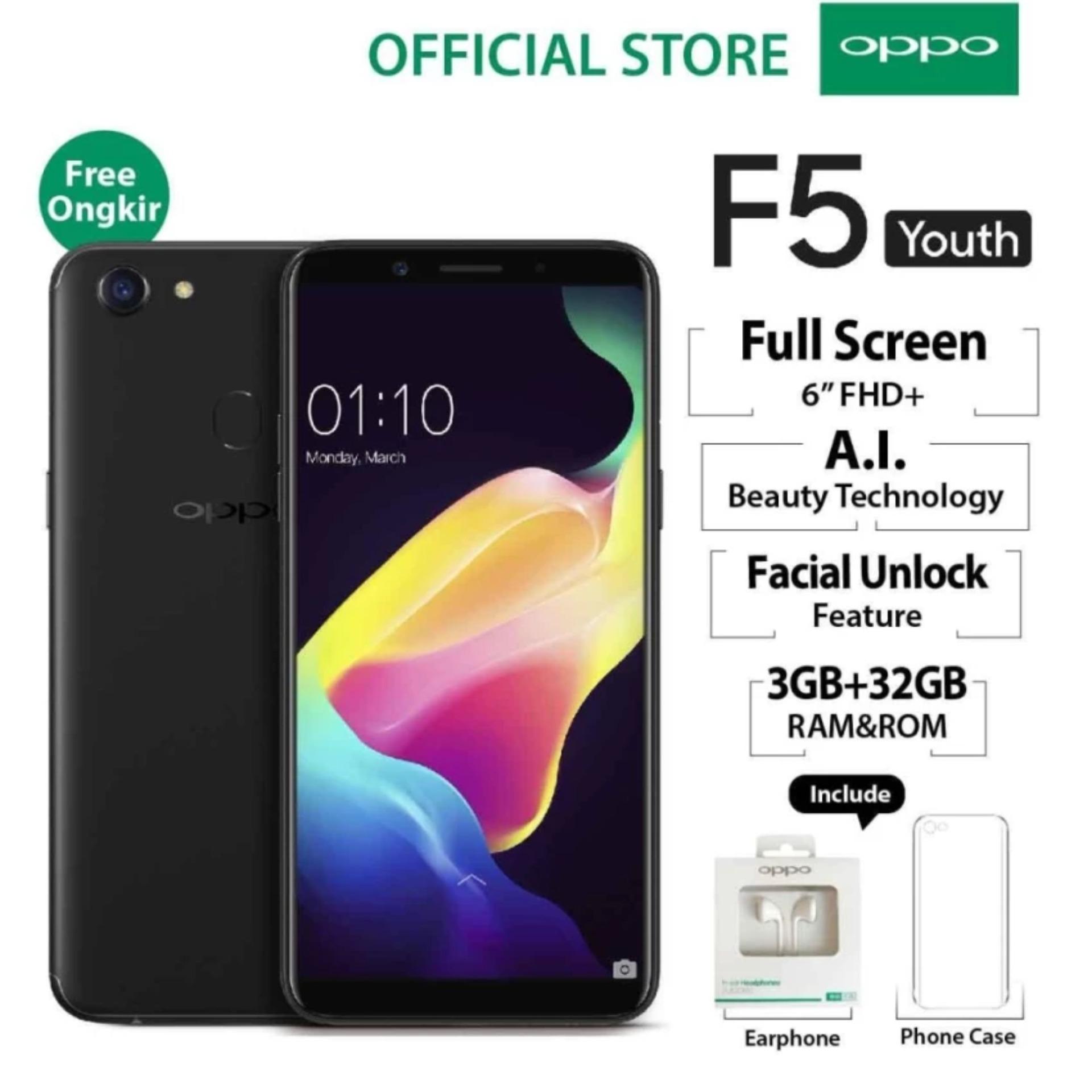 Oppo F5 Youth 3GB/32GB Black – Smartphone Full Screen 6” FHD+ ( Free Ongkir, Cicilan Tanpa Kartu Kredit, Garansi Resmi Oppo Indonesia)  
