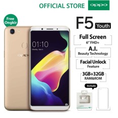 Oppo F5 Youth Smartphone 16 MP AI Beauty Tech 3GB/32GB Gold - (Cicilan TANPA Kartu Kredit, Cicilan 0%)