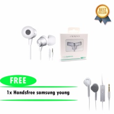 Oppo Handsfree Headset Jack 3.5mm Extra Bass Original - Putih + Samsung Handsfree S6310/5360 Untuk Samsung Galaxy Young/Wonder Original - Putih