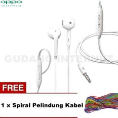 Oppo Handsfree Headset R11 Original In Ear Stereo Big Bass 3,5mm - White Free Spiral Pelindung Kabel Warna Acak