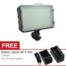 Optic Pro LED 198 Video Light for Camera DSLR Canon Nikon,Camcorder, Free Battery dan Charger