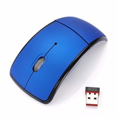 Optik 2.4G Dilipat Nirkabel Mouse USB Tanpa Kabel Lipat Mouse Penerima Biru-Internasional