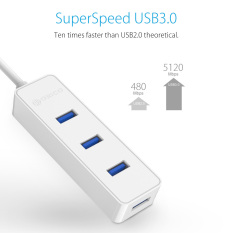 ORICO W5PH4-U3 USB 3.0 4 Port HUB 5 Gbps Kecepatan Tinggi untuk Laptop Komputer Ponsel Tablet Ultrabook dengan Vl812 Chipset -hitam/Putih