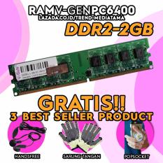 Original 100% Vgen Memory RAM 2GB DDR2 PC6400 - 800Mhz Gratis Handsfree Headset + Pop Socket + Sarung Tangan Anti Panas