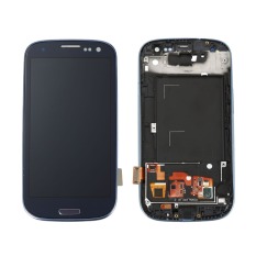 Asli 4,8 Inci LCD Digitizer Layar dengan Bingkai untuk Samsung Galaxy S3 III I9300 Biru-Internasional