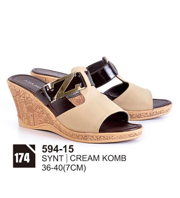 Original Azzurra Jual Sepatu Casual Wedges Wanita 594-15 Warna : Cream Komb Terbuat dari Bahan : Synt