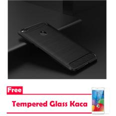 Original Case Ipaky Carbon For Xiaomi Redmi 4x Prime - Hitam Free Tempered Glass Kaca
