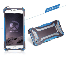 Asli R-JUST Gundam Shockproof Bingkai Logam Aluminium Bumper Case untuk IPhone 5 S, Outdoor Ultra-tipis Aerospace Double Warna Oksidasi Aluminium (Biru)-Intl