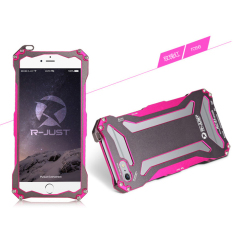 Asli R-JUST Gundam Shockproof Bingkai Logam Aluminium Bumper Case untuk IPhone 6 S, Outdoor Ultra-tipis Aerospace Double Warna Oksidasi Aluminium (Pink)-Intl