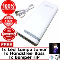 Original Viverr V061 Powerbank 21800mAh 2 Output Gratis Lampu LED Tidur Jamur Mushroom + HandsFree Bass + Bumper Karakter