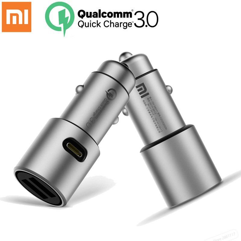 Original Xiaomi Mi Dual USB Car Charger 5V/3A 9V/2A 12V/1.5A Metal Universal Quick Charger QC 3.0 for Xioami iPhone Samsung LG Huawei