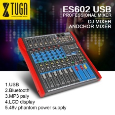 Asli Xtuga ES602 USB Bluetooth Profesional Stage Audio Mixer Built-In Digital Efek Mixer Musik Mixer 7 Channel Mixer dengan LED Display-Intl
