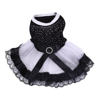 Oscar Toko Produk Berkualitas Tinggi Berlian Imitasi Berlian Formal Gaun Rok untuk Hewan Peliharaan Anjing Kucing Anak Anjing Hitam L Ukuran-Internasional