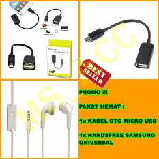 OTG Kabel Micro Usb + Handsfree Samsung Young / Universal Jack 3.5mm - Paket Hemat