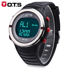OTS 7019G Pria LED Digital Sport Watch Water Resistance Pedometer Multifungsi Jam Tangan-Intl