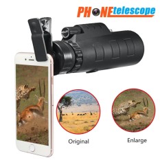 Outdoor 40x60 Zoom Lensa Optik Teleskop + Klip untuk Kamera Mobile Ponsel-Hitam-Internasional